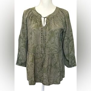Liz Claiborne Olive Paisley Blouse